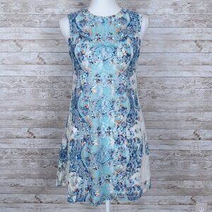 Love Reign Lace Sleeveless Dress XS Blue Floral 124A